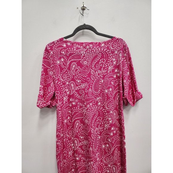 Karen Scott Womens T-Shirt Dress Medium Pink White Paisley Print Half Sleeve - Picture 6 of 7